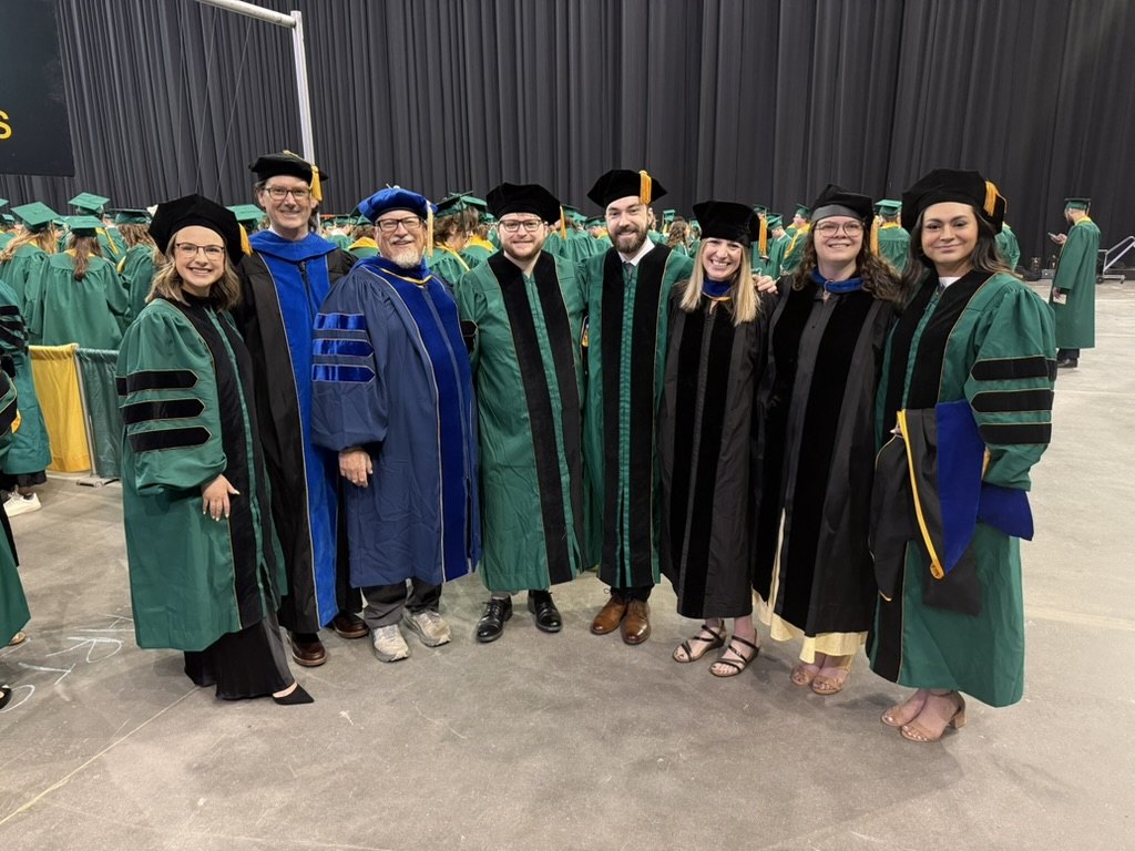 NDSU Psychology Ph.D. graduates and their faculty mentors at commencement
